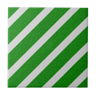 Green Stripe Glitter Tile