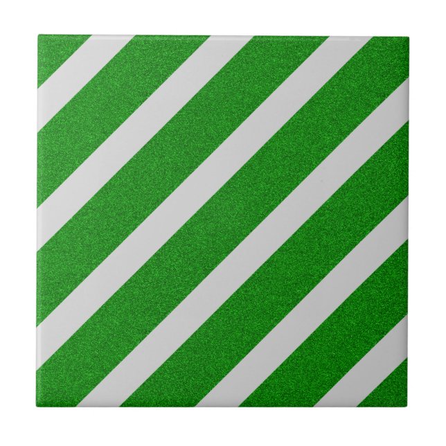 Green Stripe Glitter Tile (Front)