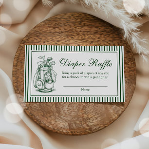 Green Stripe Golf Baby Shower Diaper Raffle Enclosure Card