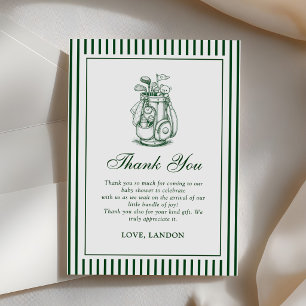 Green Stripe Golf Baby Shower Thank You Card