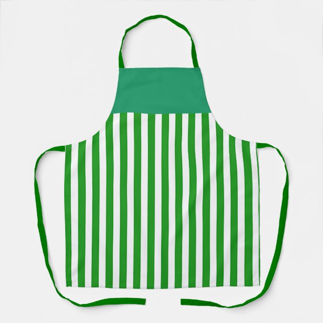 Green Stripe Kitchen Chef  Apron (Front)