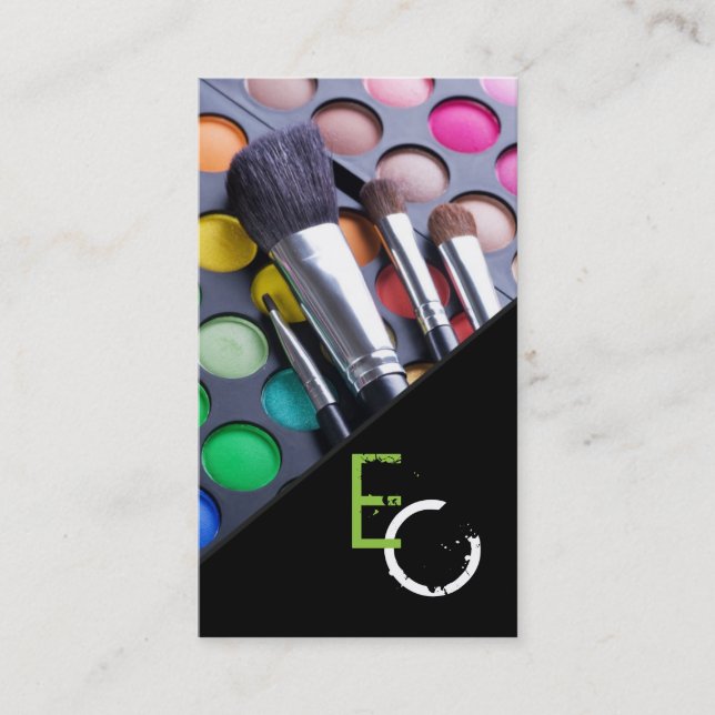 Green Stripe Make Up Artist Palette Business Card (Front)