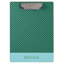 Green Stripe Patterned Customisable Name Clipboard