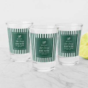 Green Stripe Tennis Bachelorette elegant modern Shot Glass