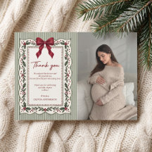 Green Stripe Winter Christmas Theme Baby Shower