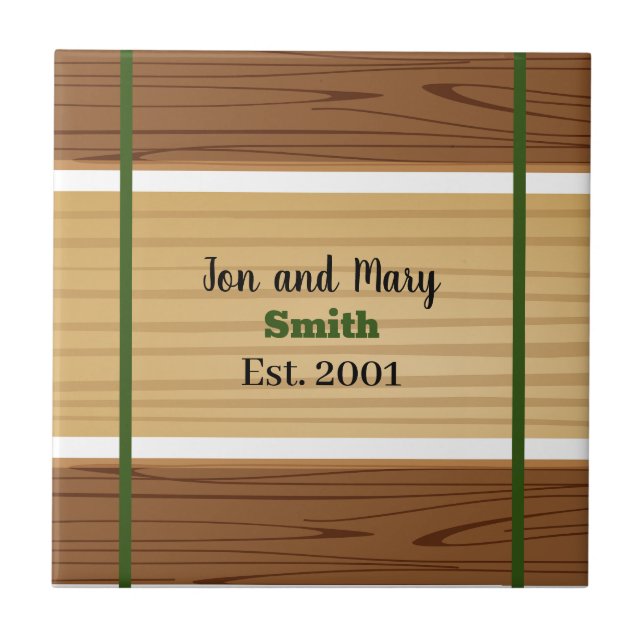 Green striped and wood-look  tile (Front)