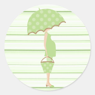 Green Striped Baby Shower Stickers