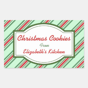 Green Striped Christmas Kitchen Stickers