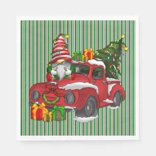 Green Striped Christmas Napkins