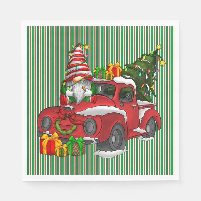 Green Striped Christmas Napkins (Front)