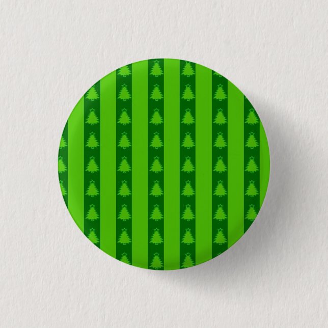 Green Striped Christmas Tree Pattern 3 Cm Round Badge (Front)