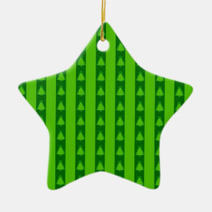 Green Striped Christmas Tree Pattern Ceramic Tree Decoration