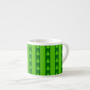 Green Striped Christmas Tree Pattern Espresso Cup
