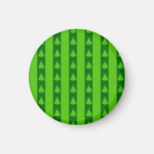 Green Striped Christmas Tree Pattern Magnet
