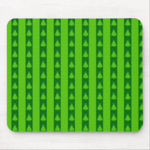Green Striped Christmas Tree Pattern Mouse Mat