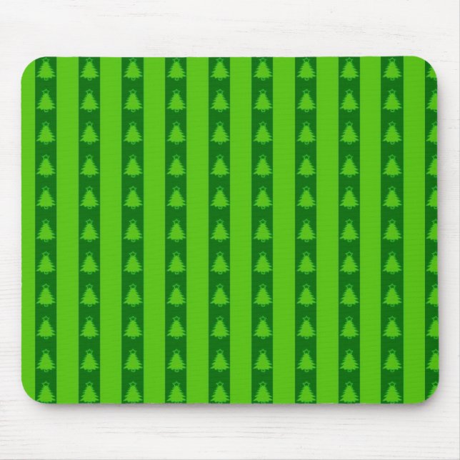 Green Striped Christmas Tree Pattern Mouse Mat (Front)
