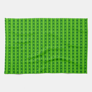Green Striped Christmas Tree Pattern Tea Towel