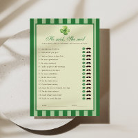 Green Striped Clover He said She said Game Card