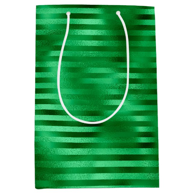Green Striped Foil Medium Gift Bag (Front)