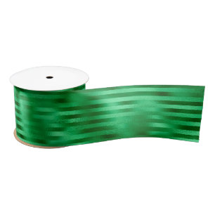 Green Striped Foil Satin Ribbon