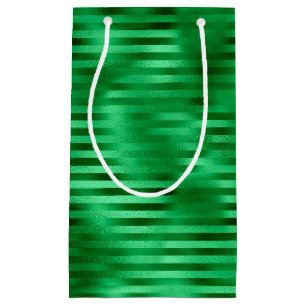 Green Striped Foil Small Gift Bag