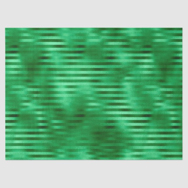 Green Striped Foil Tissue Paper (Front)