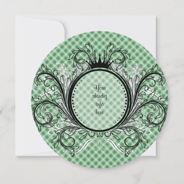 Green Striped Gingham Invitation (Front)