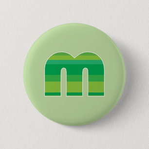 Green Striped Monogram - Letter M 6 Cm Round Badge