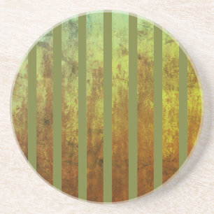 Green Striped Ombre Rust Pattern Coaster