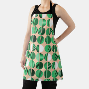 Green Striped Oval Halves Apron