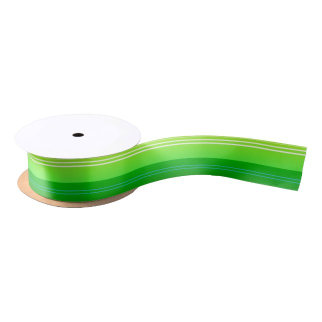 Green striped satin ribbon (Spool)