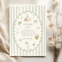 Green Striped Silly Goose Birthday Thank You Card