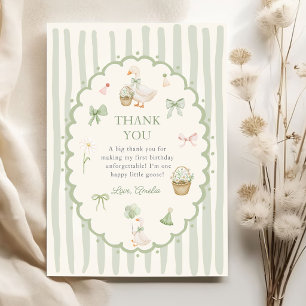 Green Striped Silly Goose Birthday Thank You Card
