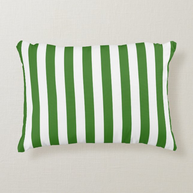Green Striped & Solid Decorative Cushion (Front)