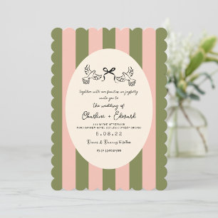 Green Striped Star Wedding Invitation