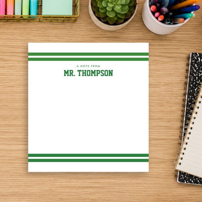 Green Striped Teacher School Notepad (Creator Uploaded)