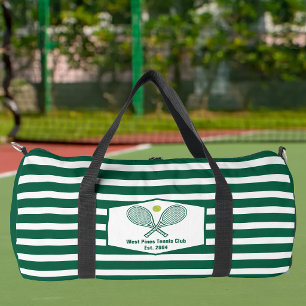 Green Striped Tennis Custom Country Club Duffle Bag