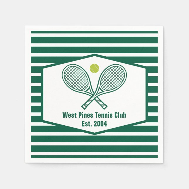Green Striped Tennis Custom Country Club Napkin (Front)