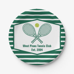 Green Striped Tennis Custom Country Club Paper Plate