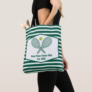 Green Striped Tennis Custom Country Club Tote Bag