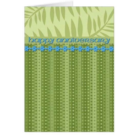 Green Stripes and Foliage Anniversary Card