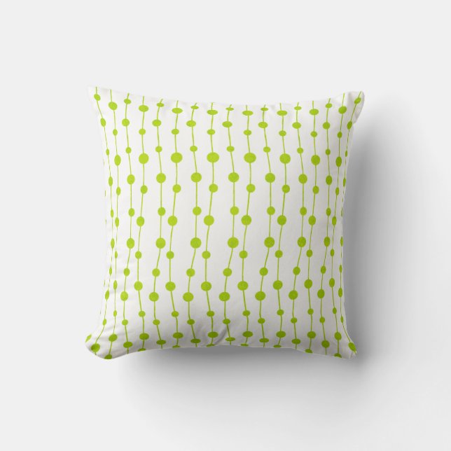 Green Stripes and Polka Dots Pattern Cushion (Front)