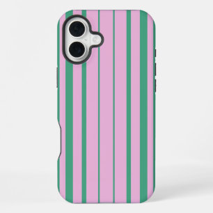 Green Stripes and Soft Pink iPhone 16 Plus Case