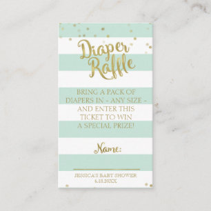 Green Stripes Baby Shower Diaper Raffle Insert