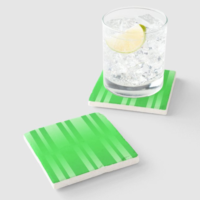 Green Stripes Background Stone Coaster (Side)