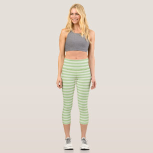 Green Stripes Capri Leggings
