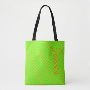 Green Stripes Chic Modern Girly Typography Modern Tote Bag