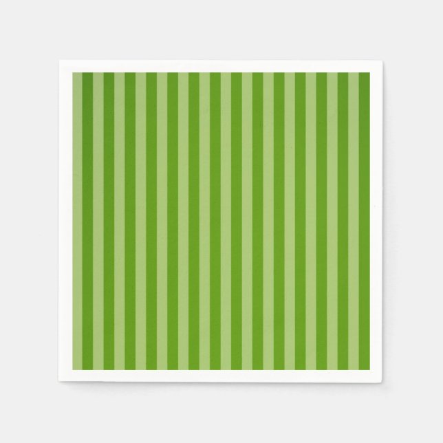 Green Stripes Christmas Paper Napkins (Front)