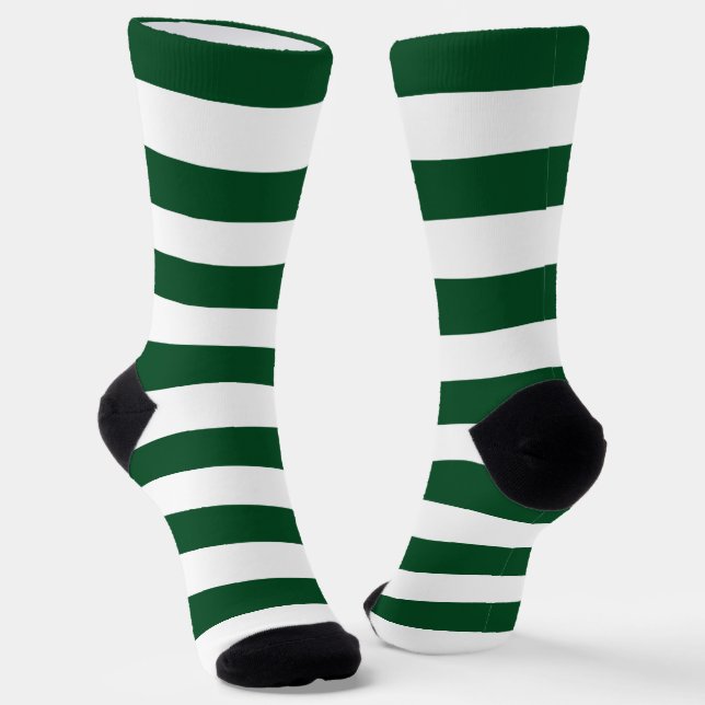 Green Stripes Crew Socks (Angled)