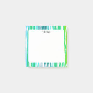 Green Stripes CUSTOM Chic Monogram Personalized Post-it Notes